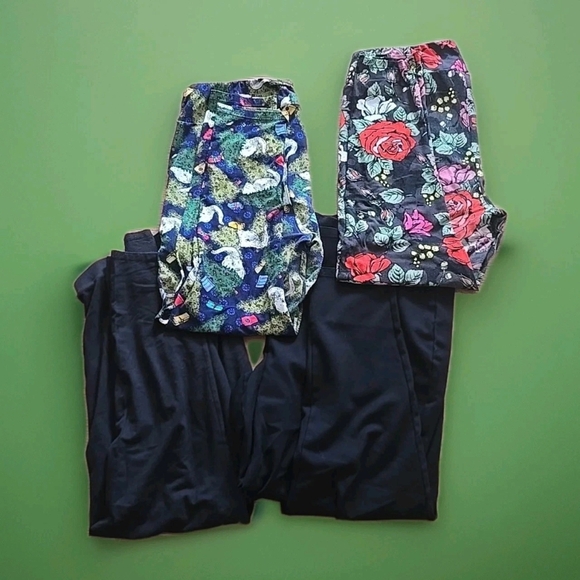 Floral and Black Kids Leggings Set - Picture 1 of 9
